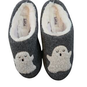 Kooba Women's Ladies Slippers Ghost Halloween Gray & White Furry NEW Small 5-6
